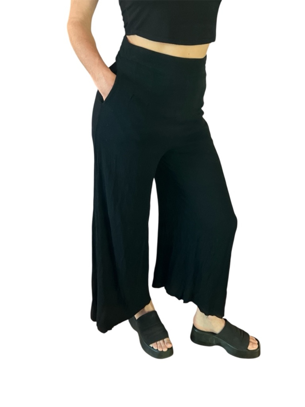 By Together High-Waist Black Wide-Leg Women's Pants